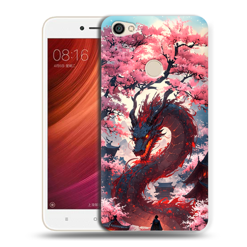 Силиконовый чехол на Xiaomi RedMi Note 5A Pro с принтом Дракон Японский Силиконовый чехол на Xiaomi RedMi Note 5A Pro с принтом Дракон Японский