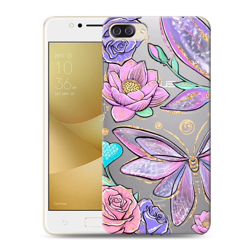 Пластиковый чехол на ASUS ZenFone 4 Max ZC520KL с принтом Бабочки и цветы Пластиковый чехол на ASUS ZenFone 4 Max ZC520KL с принтом Бабочки и цветы