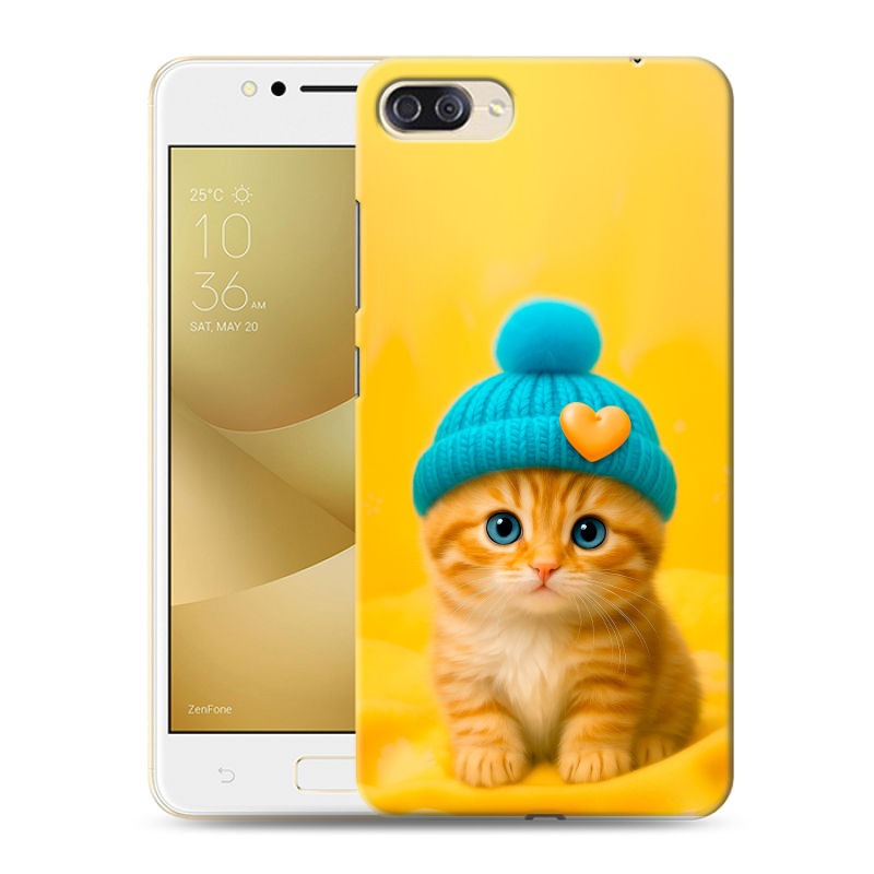Пластиковый чехол на ASUS ZenFone 4 Max ZC520KL с принтом Котенок в шапке Пластиковый чехол на ASUS ZenFone 4 Max ZC520KL с принтом Котенок в шапке
