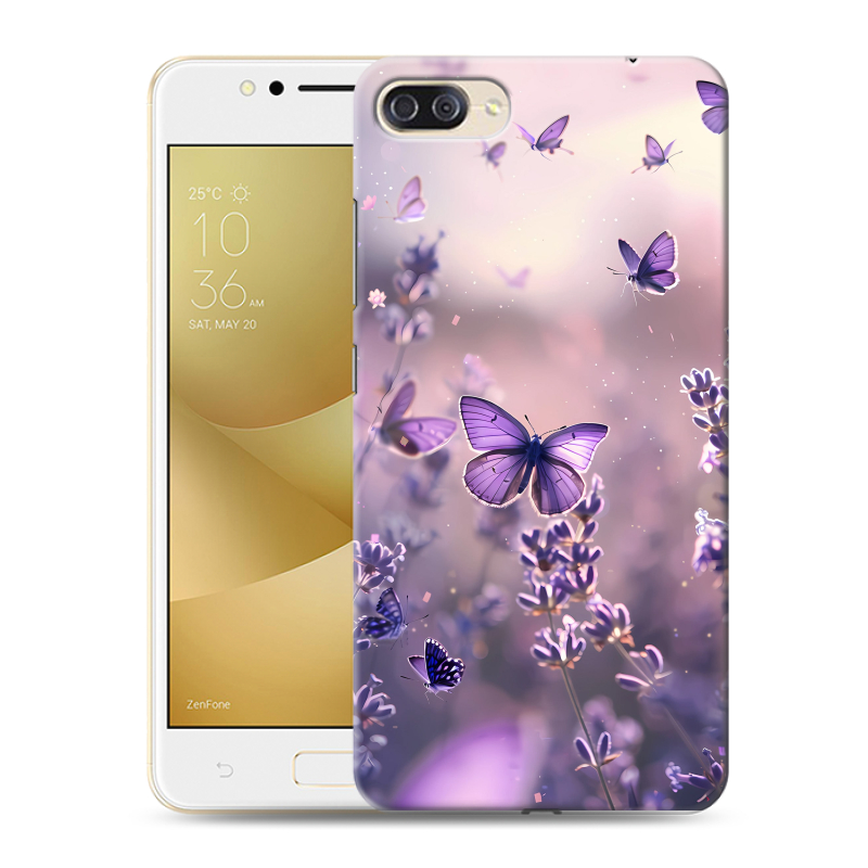 Пластиковый чехол на ASUS ZenFone 4 Max ZC520KL с принтом бабочки и лаванда Пластиковый чехол на ASUS ZenFone 4 Max ZC520KL с принтом бабочки и лаванда