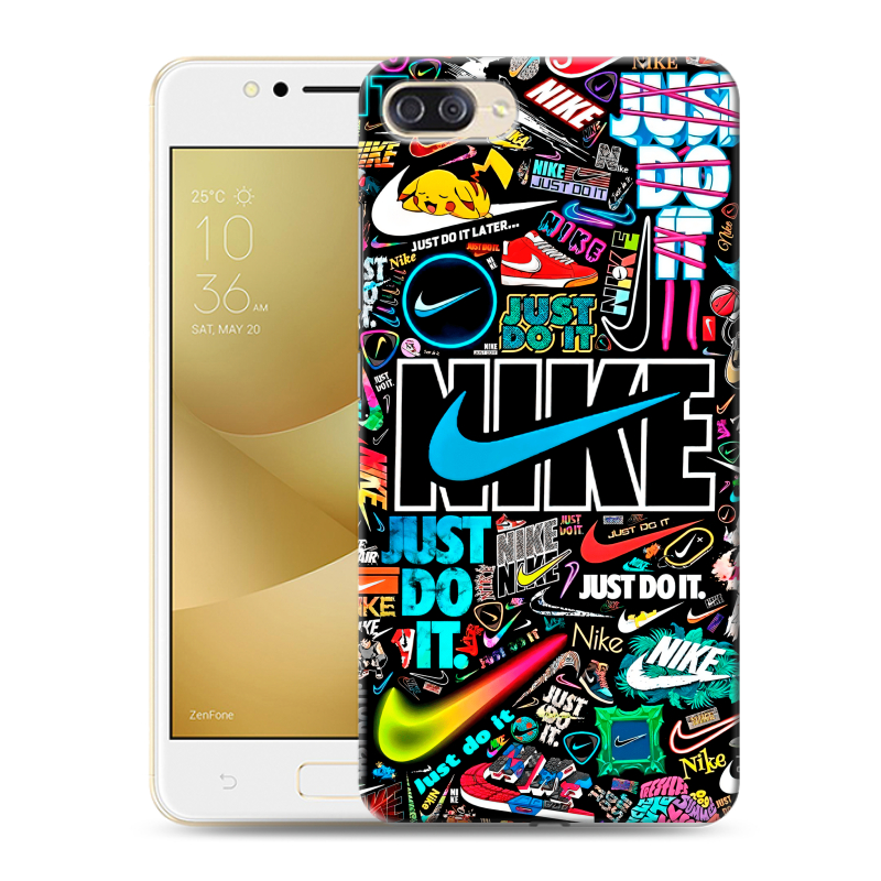 Пластиковый чехол на ASUS ZenFone 4 Max ZC520KL с принтом найк nike черный Пластиковый чехол на ASUS ZenFone 4 Max ZC520KL с принтом найк nike черный