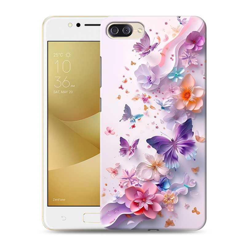Пластиковый чехол на ASUS ZenFone 4 Max ZC520KL с принтом цветы бабочки Пластиковый чехол на ASUS ZenFone 4 Max ZC520KL с принтом цветы бабочки