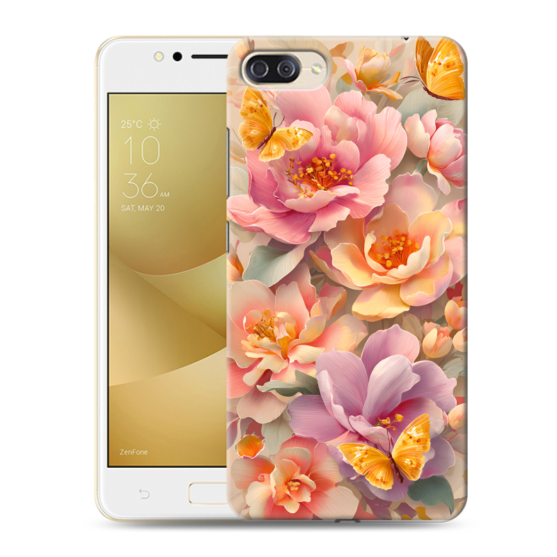 Пластиковый чехол на ASUS ZenFone 4 Max ZC520KL с принтом Цветы и бабочки Пластиковый чехол на ASUS ZenFone 4 Max ZC520KL с принтом Цветы и бабочки