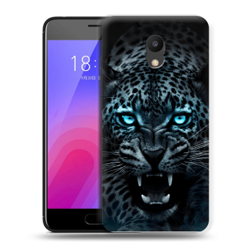Пластиковый чехол на Meizu M6 с принтом Темный леопард