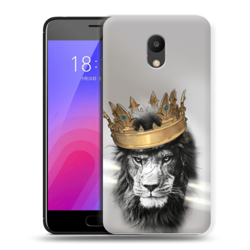 Пластиковый чехол на Meizu M6 с принтом Лев с короной