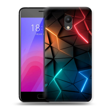Пластиковый чехол на Meizu M6 с принтом Абстракция неон
