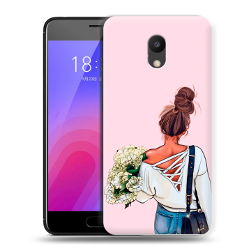 Пластиковый чехол на Meizu M6 с принтом Девушка и букет