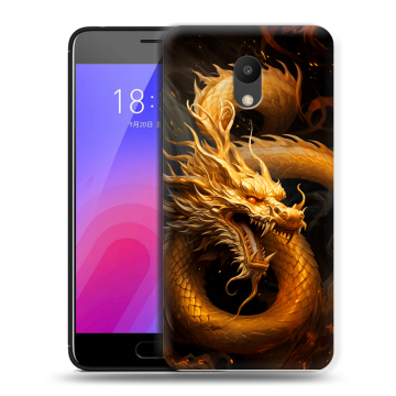 Пластиковый чехол на Meizu M6 с принтом Золотой дракон Пластиковый чехол на Meizu M6 с принтом Золотой дракон