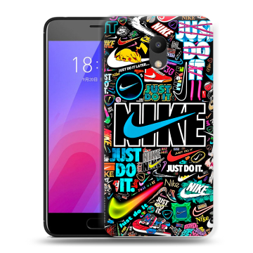 Пластиковый чехол на Meizu M6 с принтом найк nike черный Пластиковый чехол на Meizu M6 с принтом найк nike черный