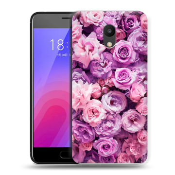 Пластиковый чехол на Meizu M6 с принтом лавандовые розы