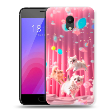 Пластиковый чехол на Meizu M6 с принтом милые котики