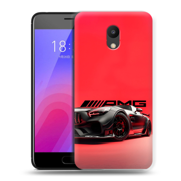 Пластиковый чехол на Meizu M6 с принтом Мерседес Mercedes AMG