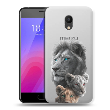 Пластиковый чехол на Meizu M6 с принтом Львы
