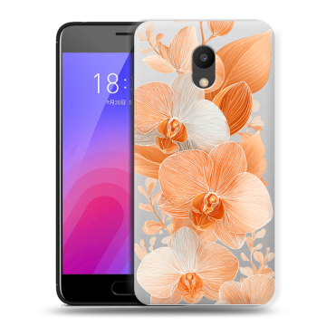 Пластиковый чехол на Meizu M6 с принтом Бежевые цветы