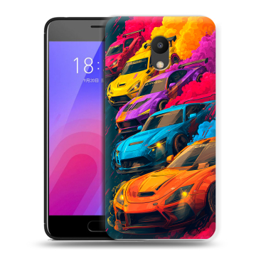 Пластиковый чехол на Meizu M6 с принтом Тачки