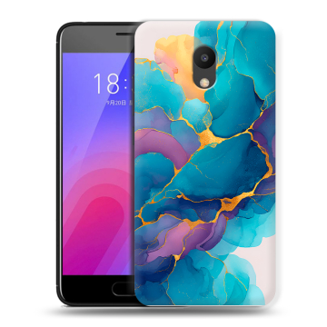 Пластиковый чехол на Meizu M6 с принтом Мрамор блестки