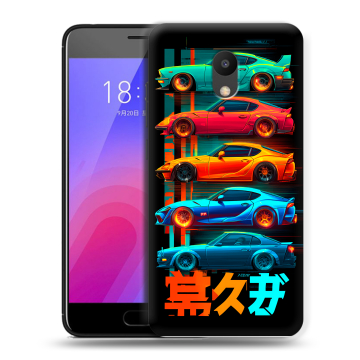 Пластиковый чехол на Meizu M6 с принтом машины тачки