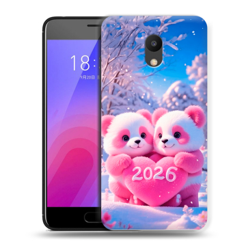 Пластиковый чехол на Meizu M6 с принтом Новый год