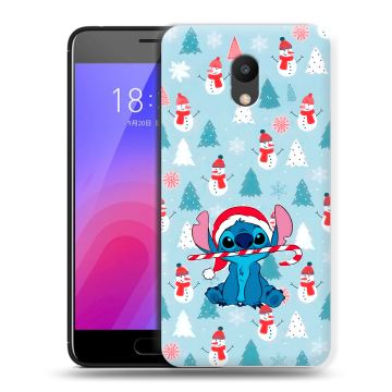 Пластиковый чехол на Meizu M6 с принтом Стич Новый год