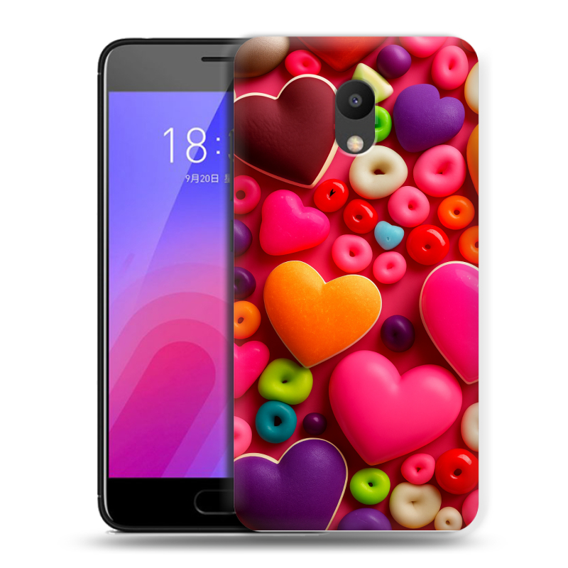 Пластиковый чехол на Meizu M6 с принтом Сердечки Пластиковый чехол на Meizu M6 с принтом Сердечки
