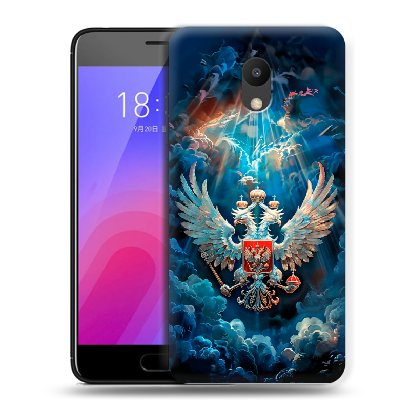 Пластиковый чехол на Meizu M6 с принтом Герб флаг России Пластиковый чехол на Meizu M6 с принтом Герб флаг России