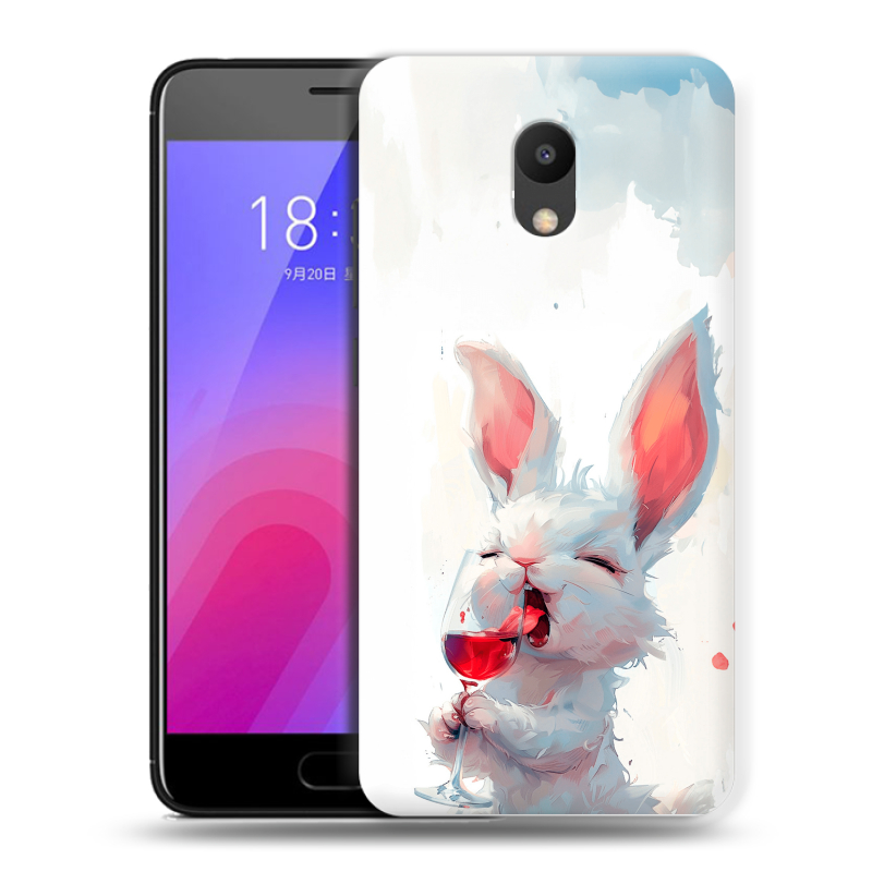 Пластиковый чехол на Meizu M6 с принтом кролик зайчик Пластиковый чехол на Meizu M6 с принтом кролик зайчик