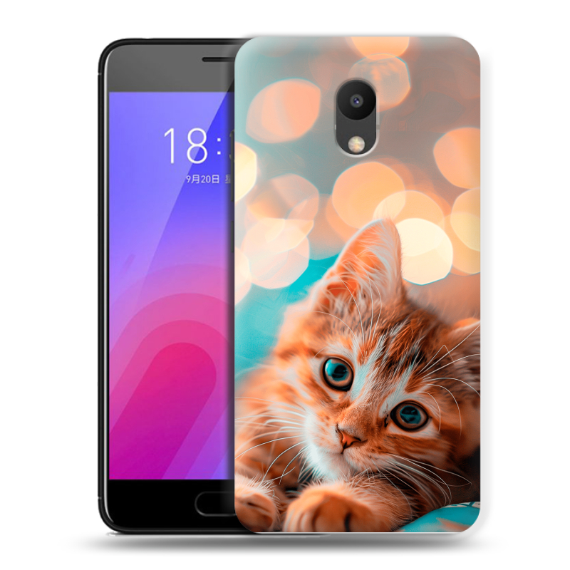 Пластиковый чехол на Meizu M6 с принтом котик Пластиковый чехол на Meizu M6 с принтом котик