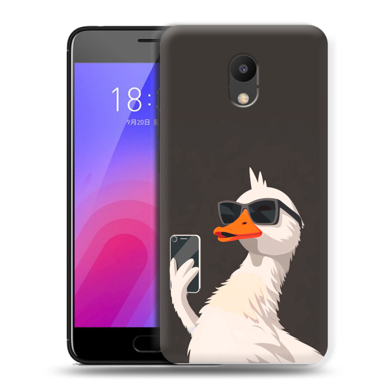 Пластиковый чехол на Meizu M6 с принтом утка в очках Пластиковый чехол на Meizu M6 с принтом утка в очках