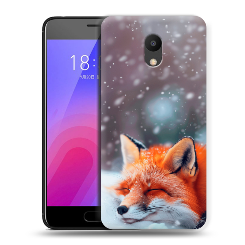 Пластиковый чехол на Meizu M6 с принтом лиса Пластиковый чехол на Meizu M6 с принтом лиса