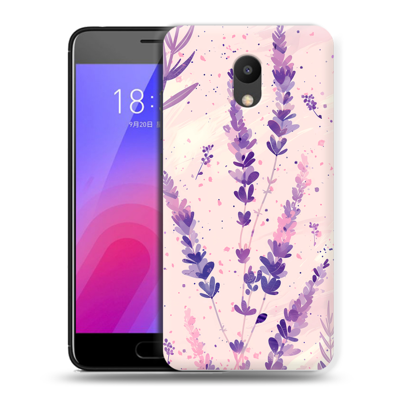 Пластиковый чехол на Meizu M6 с принтом цветы лаванда Пластиковый чехол на Meizu M6 с принтом цветы лаванда