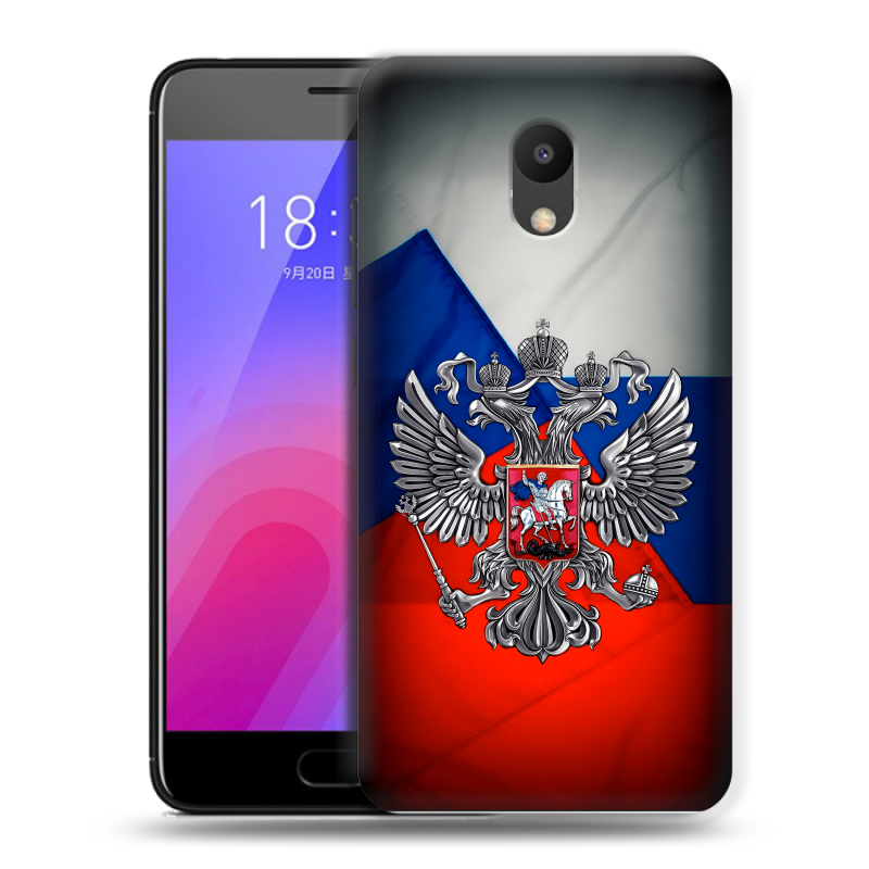 Пластиковый чехол на Meizu M6 с принтом Флаг России Пластиковый чехол на Meizu M6 с принтом Флаг России