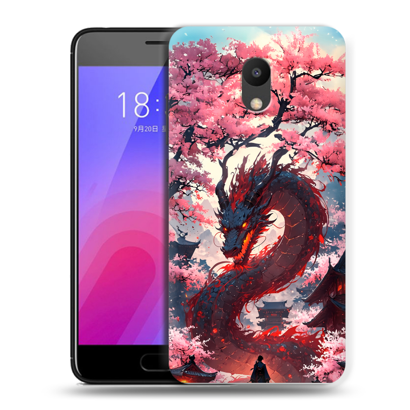 Пластиковый чехол на Meizu M6 с принтом Дракон Японский Пластиковый чехол на Meizu M6 с принтом Дракон Японский