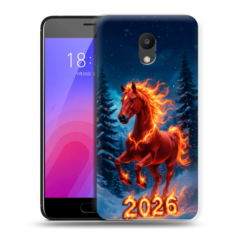Пластиковый чехол на Meizu M6 с принтом Новый год коня Пластиковый чехол на Meizu M6 с принтом Новый год коня