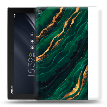 Силиконовый чехол на планшета ASUS ZenPad 10 Z301ML с принтом Мрамор зеленое золото Силиконовый чехол на планшета ASUS ZenPad 10 Z301ML с принтом Мрамор зеленое золото
