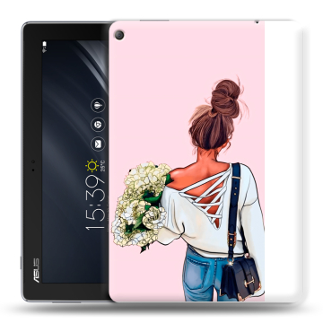 Силиконовый чехол на планшета ASUS ZenPad 10 Z301ML с принтом Девушка и букет Силиконовый чехол на планшета ASUS ZenPad 10 Z301ML с принтом Девушка и букет