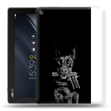 Силиконовый чехол на планшета ASUS ZenPad 10 Z301ML с принтом Доберман и пистолет Силиконовый чехол на планшета ASUS ZenPad 10 Z301ML с принтом Доберман и пистолет