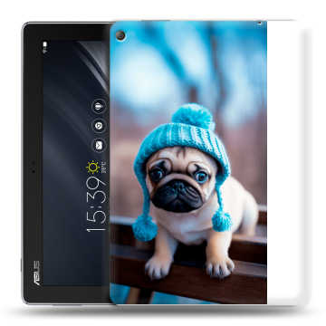Силиконовый чехол на ASUS ZenPad 10 Z301ML с принтом Мопс в шапке