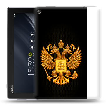 Силиконовый чехол на ASUS ZenPad 10 Z301ML с принтом Герб России желтый
