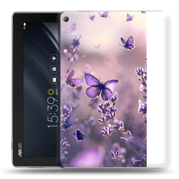 Силиконовый чехол на ASUS ZenPad 10 Z301ML с принтом бабочки и лаванда