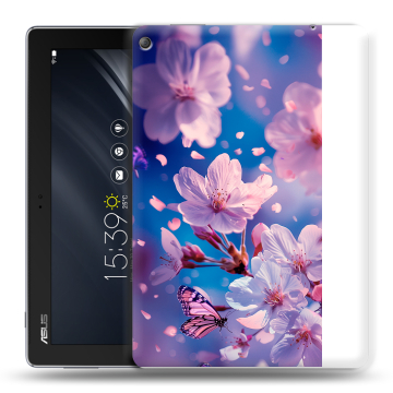 Силиконовый чехол на ASUS ZenPad 10 Z301ML с принтом цветы бабочки