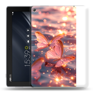 Силиконовый чехол на ASUS ZenPad 10 Z301ML с принтом бабочки розовые