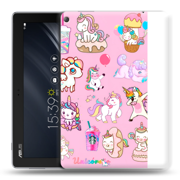 Силиконовый чехол на ASUS ZenPad 10 Z301ML с принтом розовые единороги