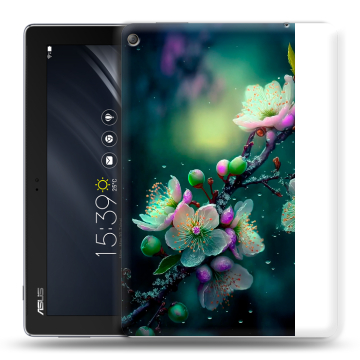 Силиконовый чехол на ASUS ZenPad 10 Z301ML с принтом Цветы и мрамор