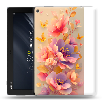 Силиконовый чехол на ASUS ZenPad 10 Z301ML с принтом Цветы и бабочки