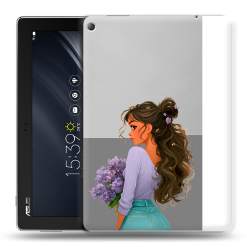 Силиконовый чехол на ASUS ZenPad 10 Z301ML с принтом девушка цветы