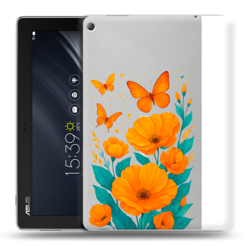 Силиконовый чехол на ASUS ZenPad 10 Z301ML с принтом цветы бабочки