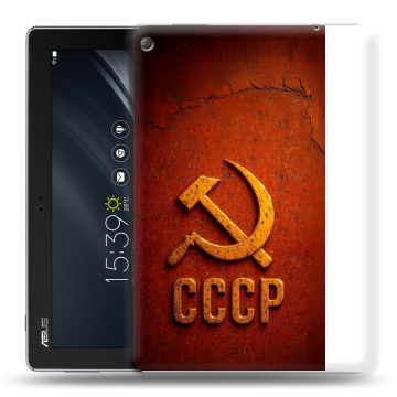 Силиконовый чехол на ASUS ZenPad 10 Z301ML с принтом Флаг Герб СССР