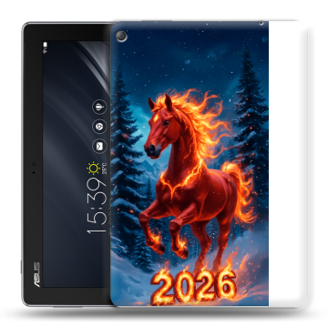 Силиконовый чехол на ASUS ZenPad 10 Z301ML с принтом Новый год коня