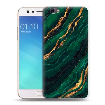 Силиконовый чехол на OPPO F3 с принтом Мрамор зеленое золото