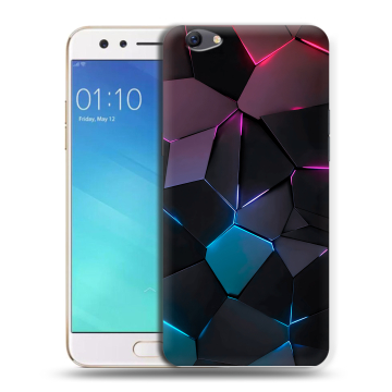 Силиконовый чехол на OPPO F3 с принтом Геометрия неона